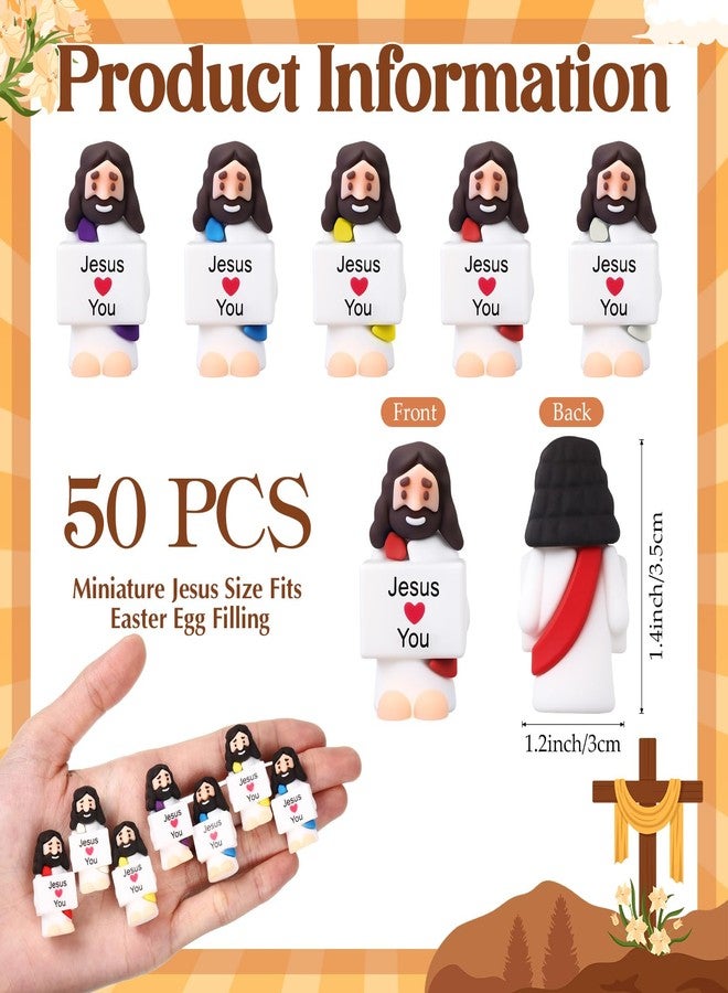 Bememo 50 Pcs Little Jesus Figures Original Design Jesus Loves You Portable Mini Bible Figures Positive Toy for Hide and Seek Christmas Baptism Christian Gifts Encouragement Appreciation Gift - Image 2